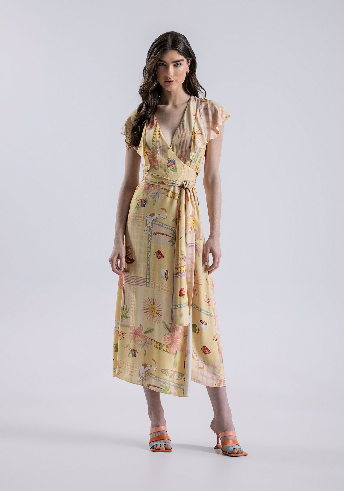 Frill sale wrap dress